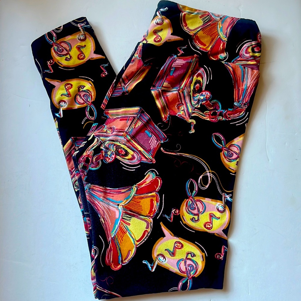 LuLaRoe Multi Colored Gramophone One Size Leggings